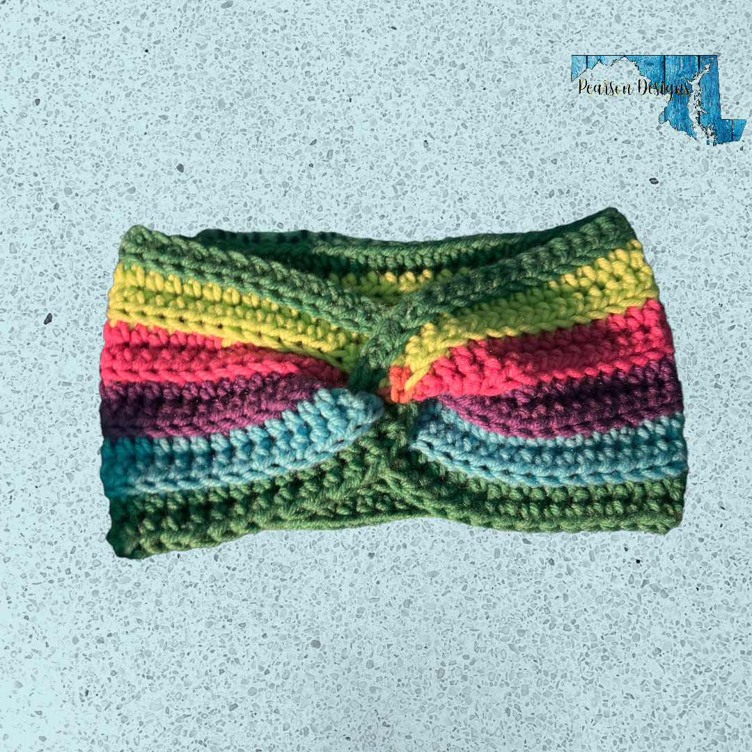 Crochet striped ear warmer