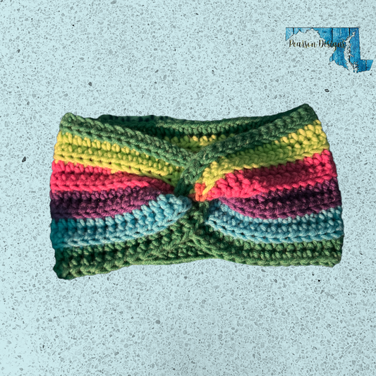 Crochet striped ear warmer