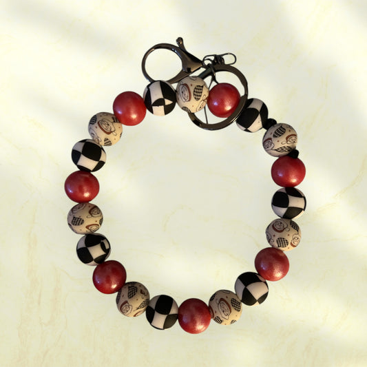 Checkered Christmas wristlet keychain